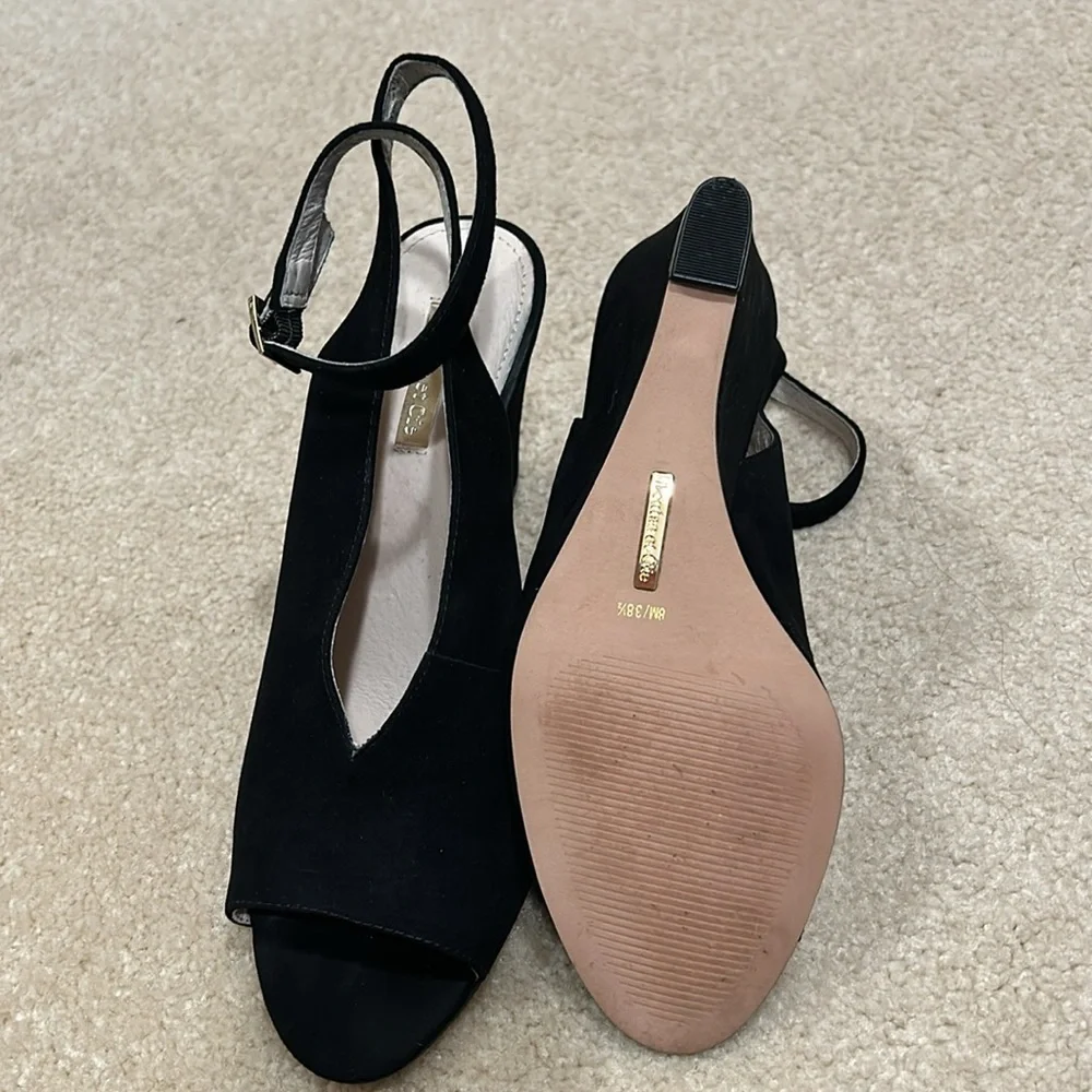 Louise Et Cie Piarissa Open Toe Wedge Sandal- Black Suede - Picture 4 of 5